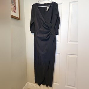 Black Quarter Length Sleeve Evening Gown